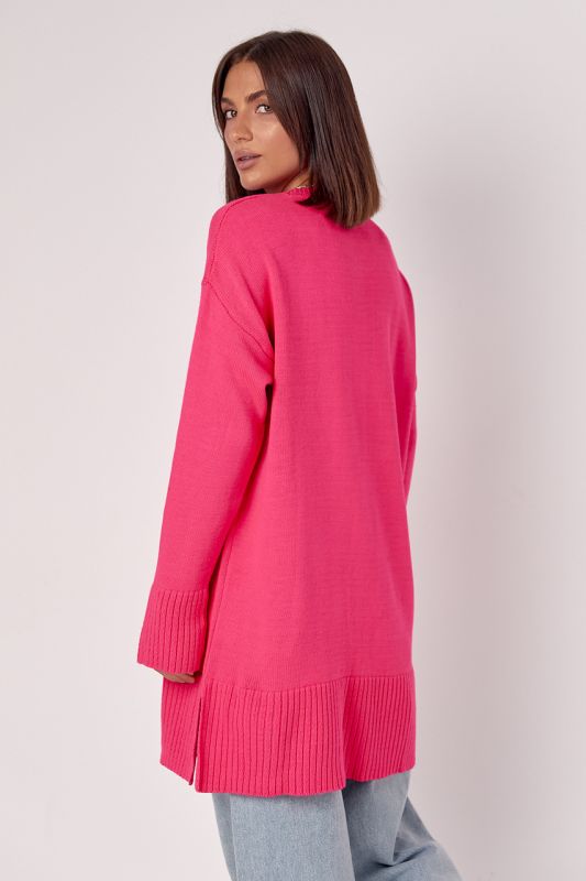 Жіноча в'язана туніка oversize із розрізами з боків