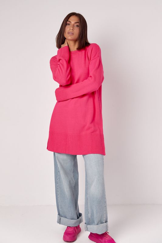 Жіноча в'язана туніка oversize із розрізами з боків