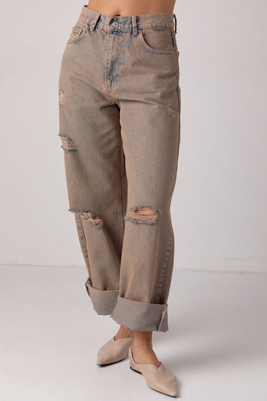 Джинси baggy з рваними елементами