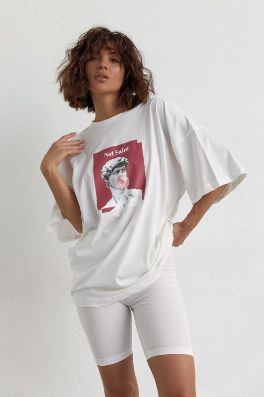 Жіночий костюм з футболкою oversize та велосипедками