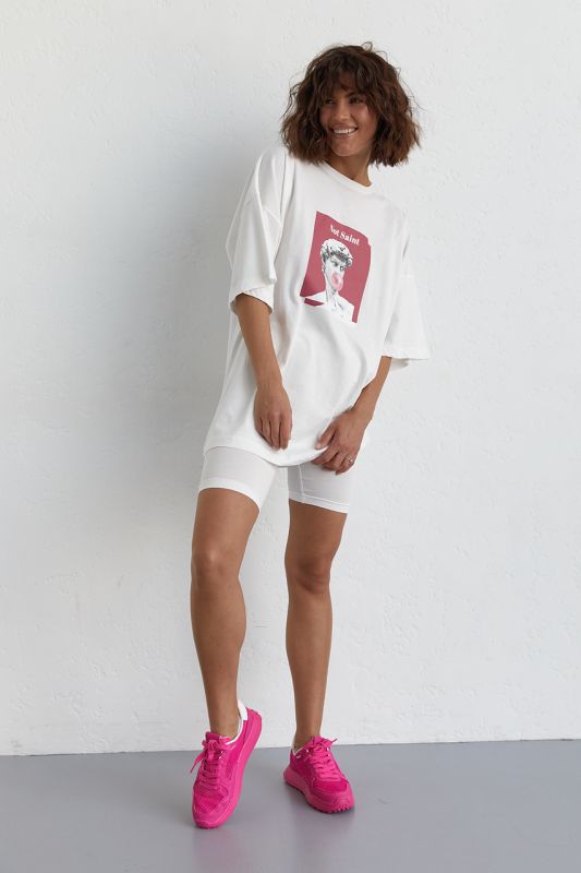 Жіночий костюм з футболкою oversize та велосипедками