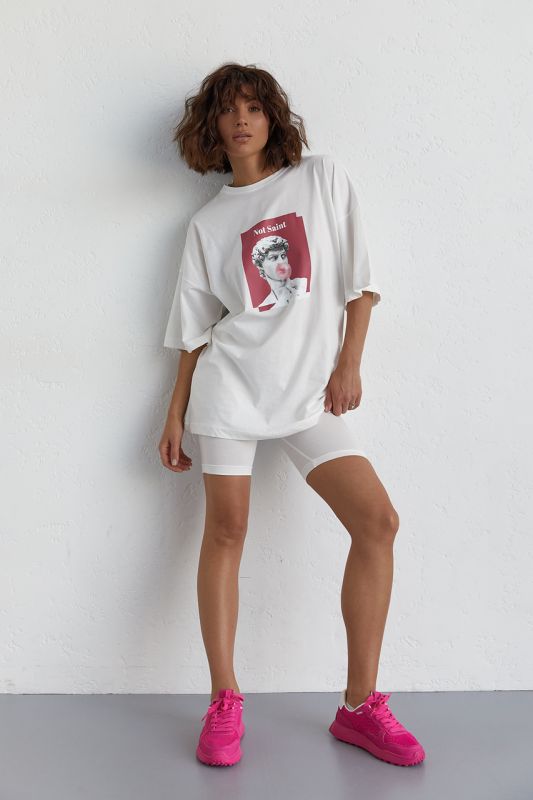 Жіночий костюм з футболкою oversize та велосипедками