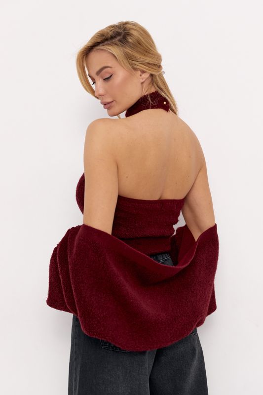 В'язаний комплект з балеро і топом під шию