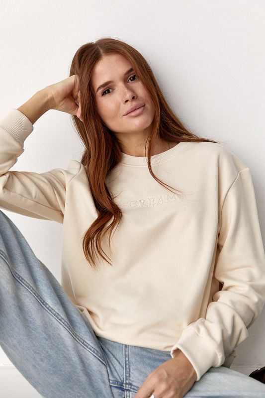 Жіночий світшот із написом із бісера