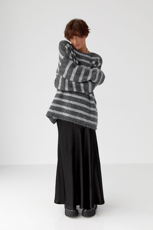 Тепла в'язана кофта oversize у смужку