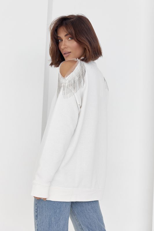 Жіноча кофта oversize з вирізами на плечах