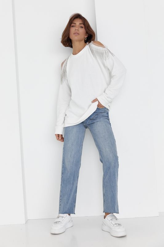 Жіноча кофта oversize з вирізами на плечах