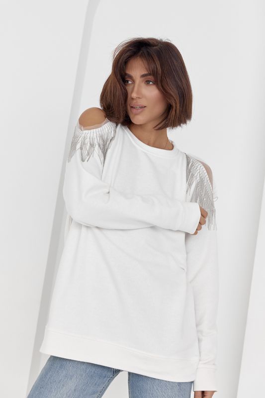 Жіноча кофта oversize з вирізами на плечах