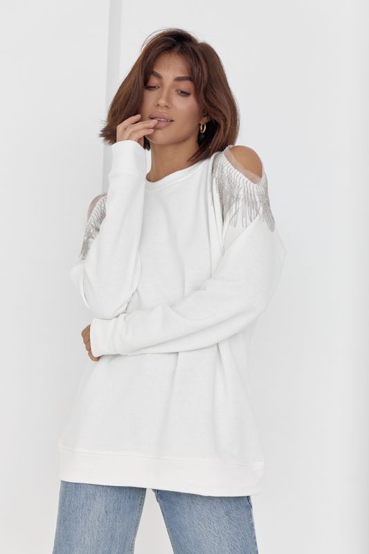 Жіноча кофта oversize з вирізами на плечах
