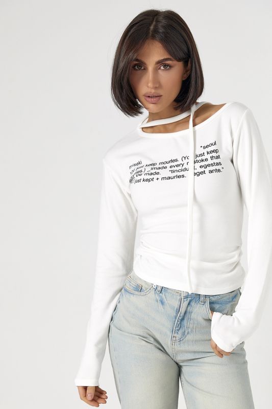 Трикотажний лонгслів на зав'язках із асиметричною горловиною