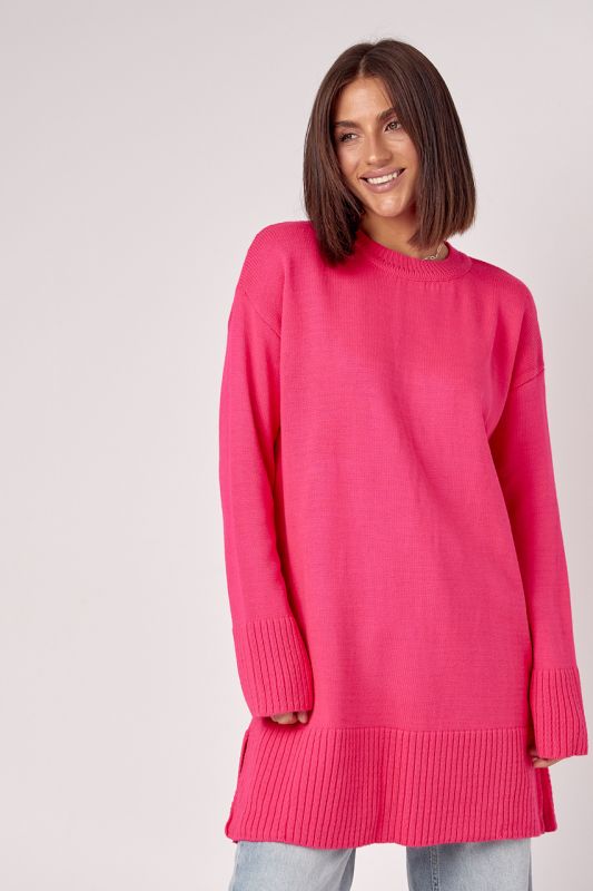 Жіноча в'язана туніка oversize із розрізами з боків