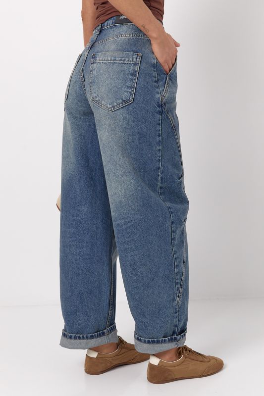 Джинси Baggy з кокеткою та декоративними швами