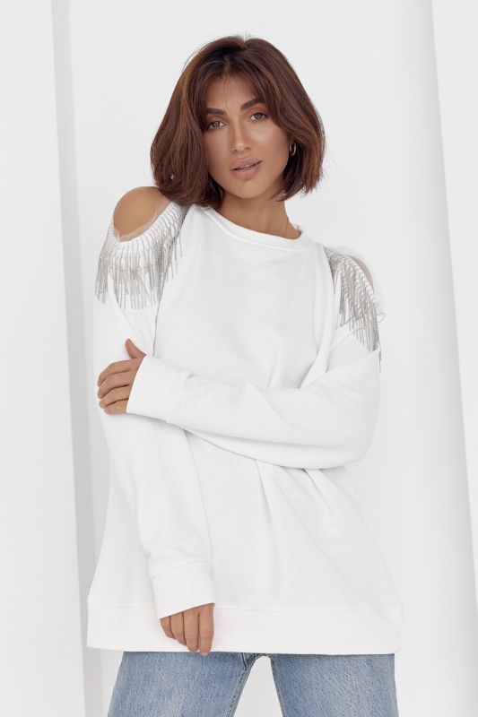 Жіноча кофта oversize з вирізами на плечах